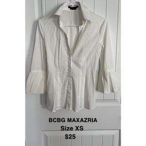 BCBG White Poplin Top